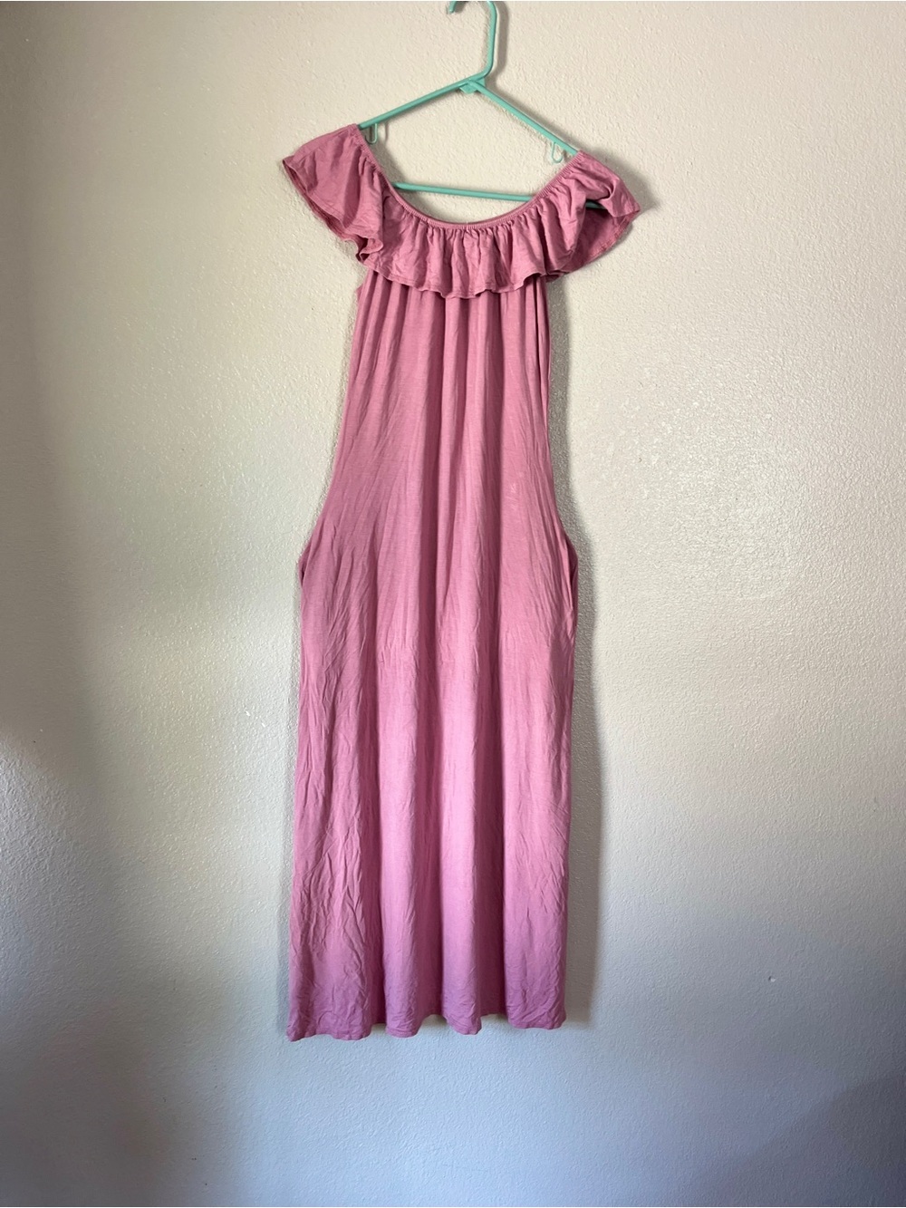 Pink Off-Shoulder Ruffle Maxi Dress - Picture 5 of 7